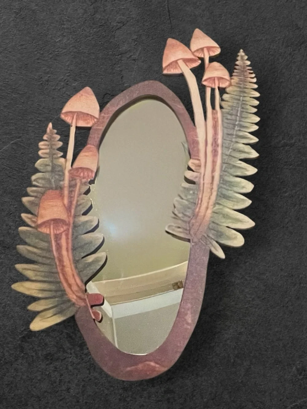 Mushroom Design Mirror - Pink and Red 🍄